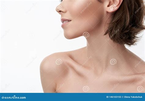 Cropped Head Portrait Of Smiling Brunette Woman Stock Image Image Of Beautiful Female
