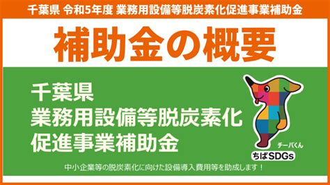 【令和5年度】千葉県の業務用設備等脱炭素化促進事業補助金概要 中小企業 How To 脱炭素