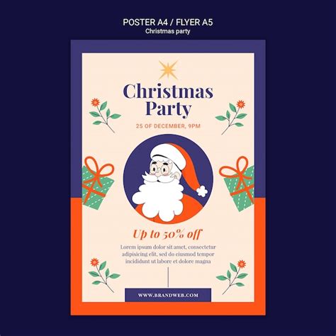 M O Cartaz Da Festa De Natal Desenhada Psd Gr Tis