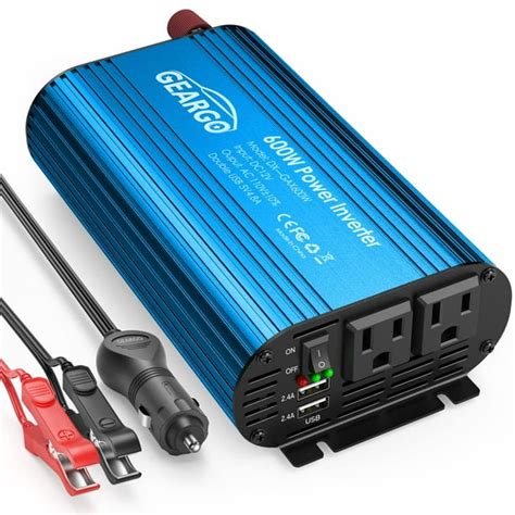 Geargo 600w Car Power Inverter Dc 12v To 110v With 48a Dual Usb Ports