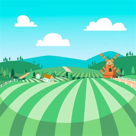 Ilustración de paisaje de campo Vector Gratis