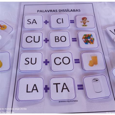O Que São Palavras Dissilabas - Material Pedagógico Plastificado/Formação de palavras dissílabas/Código ...