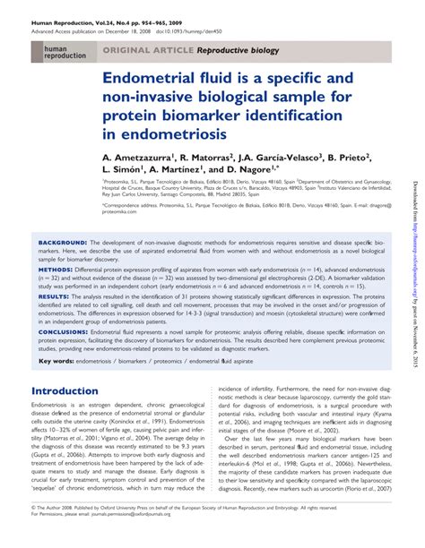 Pdf Endometrial Fluid Is A Specific And Non Invasive Biological