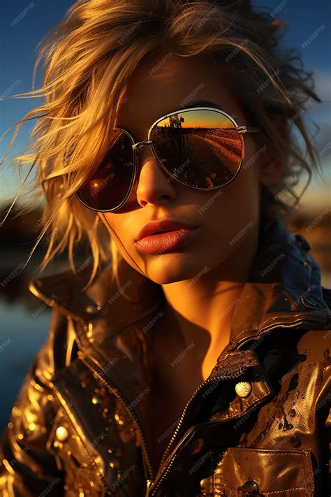 Premium Ai Image A Woman Wearing Sunglasses And A Leather Jacket