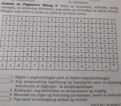 Gawain Sa Pagkatuto Bilang 2 Mula Sa Krussalita Subukan Mong Hanapin