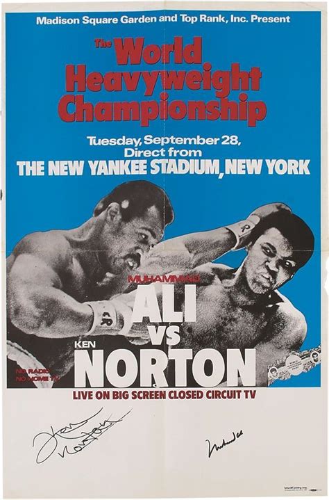 1976 Muhammad Ali Vs Ken Norton III Signed Closed Circuit Poster