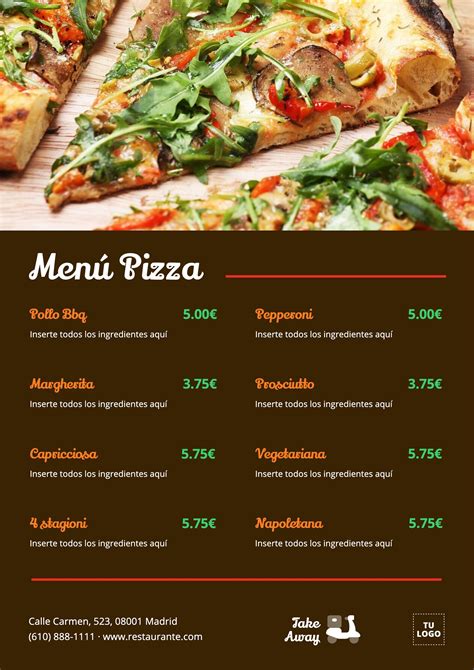 Pizza Menu Template For Restaurant And Design For Flyer Off