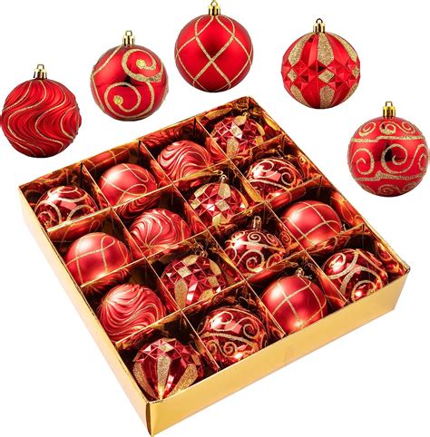 Amazon.com: Christmas Ornaments - 16 Pcs Christmas Ball Ornaments Set ...