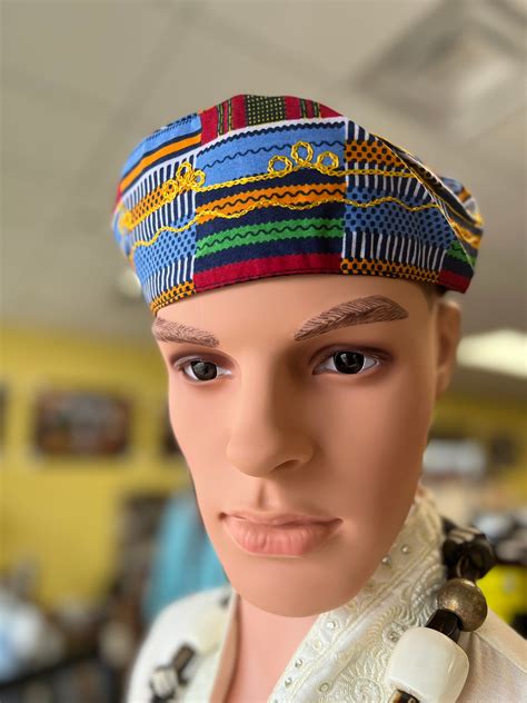 Kente Kufi African Pillbox Hat African Print Hat Men Hat Ethnic Hat