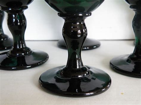 A Good Set Of Six Georgian Bristol Green Glass Wine Glasses