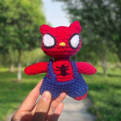 Crocheted Spider Man Kawaii Kitty Plush Cute Spiderman Plush Hello