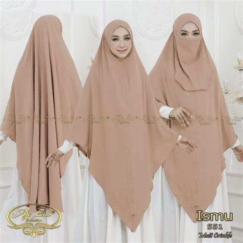 Jual AJE ZAS Hijab Khimar Jumbo Syar I Tanpa Pet Kode ISMU Free Cadar