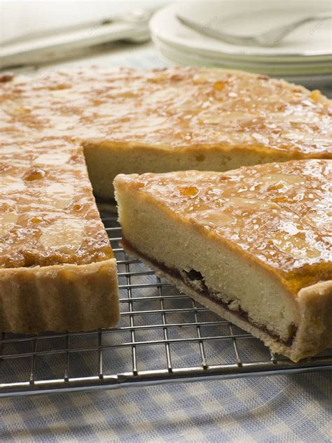 Fondo Rebanada De Tarta Bakewell Comida Inglesa Pastel De Comida Foto E