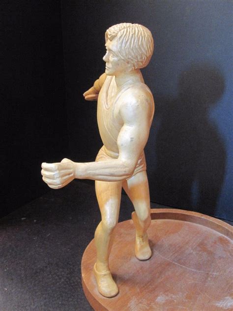 Vintage American Folk Art Track Field Discus Thrower Figure Wood