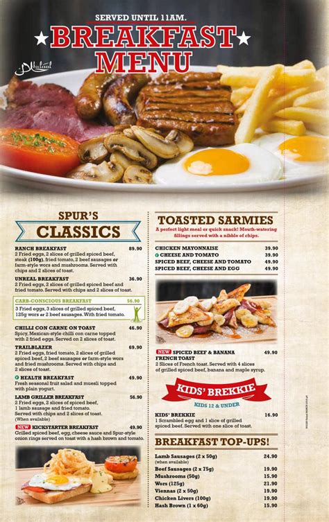 Spur Steak Ranches Menu Prices And Specials