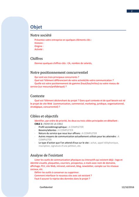 Modèle de cahier des charges de site web DOC PDF page 2 sur 7