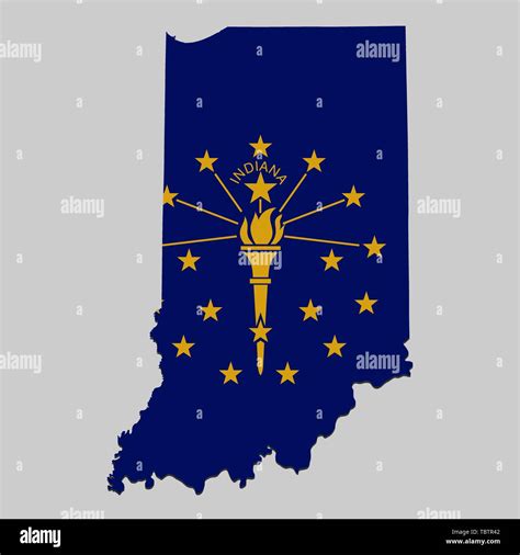 Map Of Indiana Is A State Usa With Flag Vector Illustration Stock