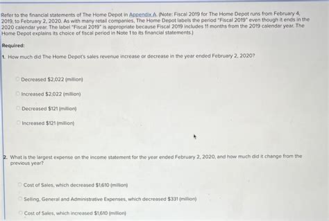 Solved Refer To The Financial Statements Of The Home Depot Chegg