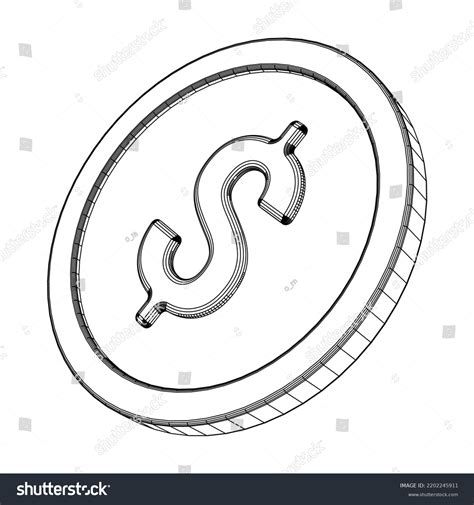 Technical Drawing Dollar Coin 3d Vector Stock Vector (Royalty Free ...