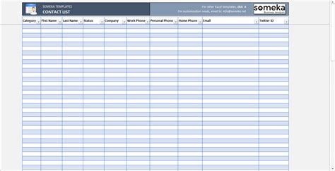 Contact List Template in Excel | FREE to Download & Easy to Print