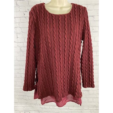 Suzanne Betro Sweaters Nwt Suzanne Betro Burgundy Cable Knit Side