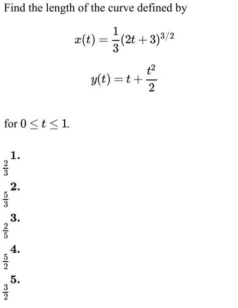 Solved Find The Length Of The Curve Defined By 1 Xt 52t