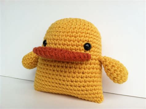 Amigurumi Crochet Yellow Duck Plush Toy Kawaii Duck Nursery