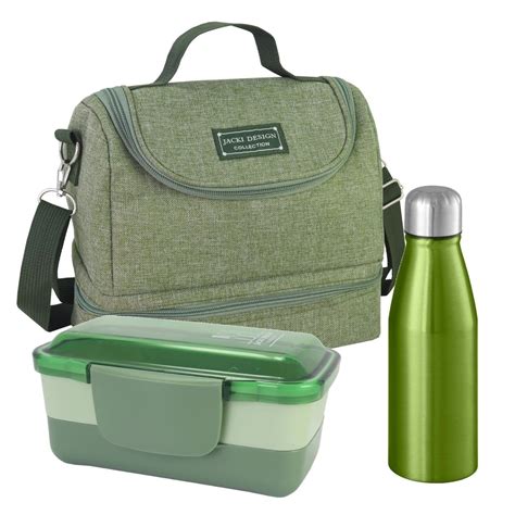 Bolsa Térmica Dupla Joy Marmita 950ml Verde e Squeeze Inox AURORA DESIGN