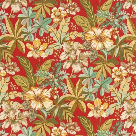 Garden Burgundy And Green Floral Prints Upholstery Fabric By The Yard