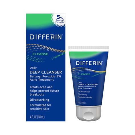 Differin Acne Face Wash With 5 Benzoyl Peroxide Daily Deep Cleanser