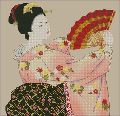 Goldmilky Cross Stitch Kit Japanese Geisha 14 X 14 A Cross