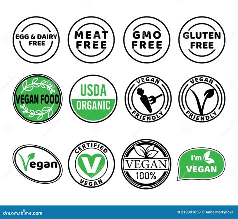 Veganer Symbolsatz Bio Kologie Bio Logos Und Icon Label Tag Vektor