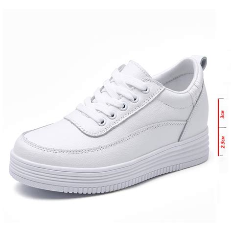 Mode Wei Leder Frauen Chunky Sneakers Wei E Schuhe Schn Ren Tenis