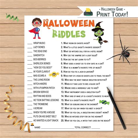 Halloween Games Activities, Halloween Riddles, Homeschool Preschool ...