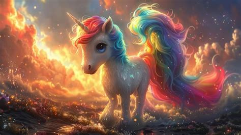 Premium Photo | Animated modern illustration cute rainbow pegasus ...