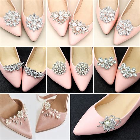 Clipes Decorativos Brilhantes De Strass Para Mulheres Lady Shoe Clip