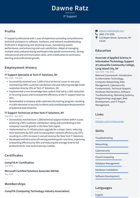 Top 18 IT Support Resume Objective Examples ResumeCat