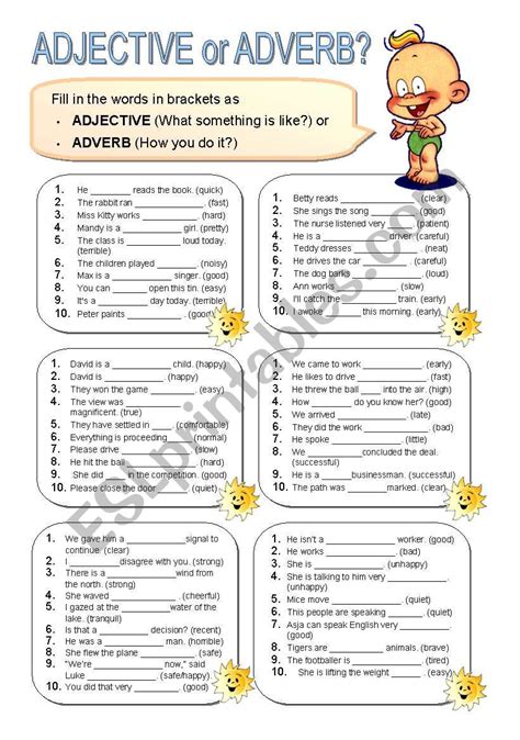 Adjective Or Adverb Worksheet