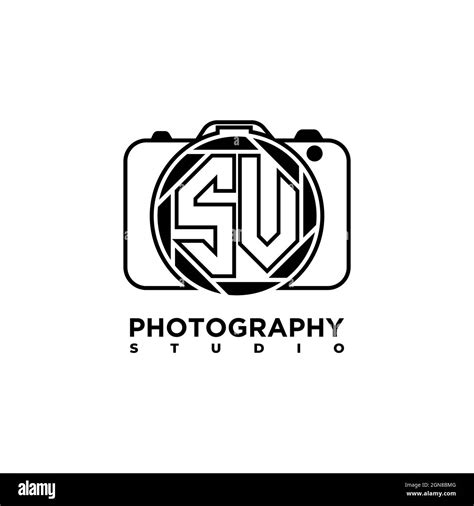 SV Logo Letter Geometric Photograph Camera Shape Style Template Vector