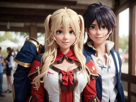 Premium Photo Two Anime Characters Are Posing For A Picture Together One Is Blonde