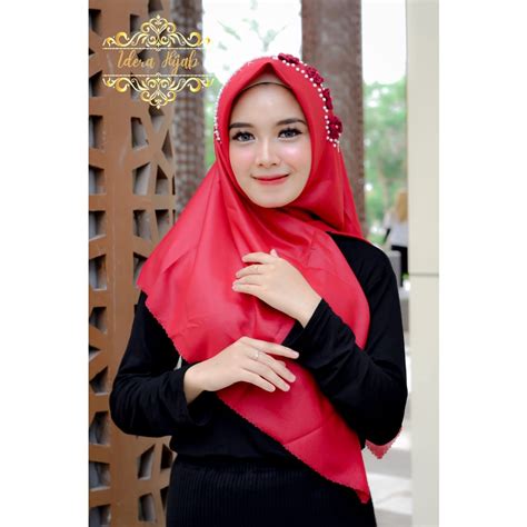 Jual Hijab Instan Hijab Segi Empat Glowing Zipper Payet Mutiara Bunga