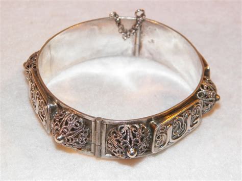 Antique Silver Filigree Bangle Bracelet Silver Ornate Etsy