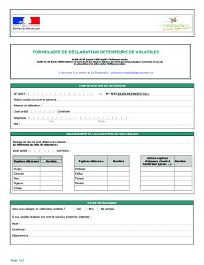 Fillable Online Formulaire De Dclaration Detenteurs De Volailles Fax