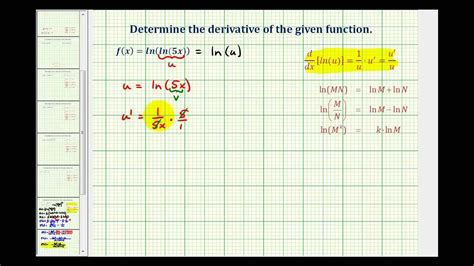 Ej 9 La Derivada De F X Ln Ln 5x Youtube