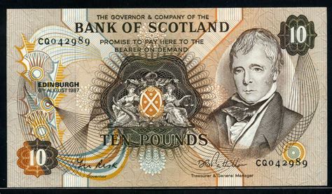 Bank Of Scotland Currency 10 Pounds Banknote Sir Walter Scottworld