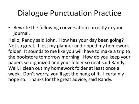 Ppt Dialogue Punctuation Practice Powerpoint Presentation Free