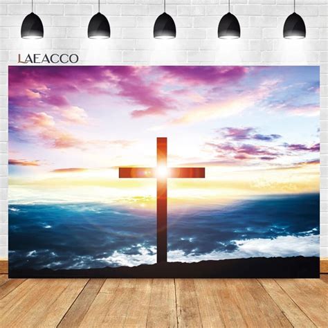 Jesus Christ Cross Backdrop Holy Light Beams Dove Peace Symbolic Church