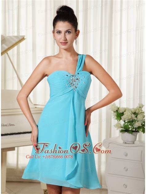 One Shoulder Beaded Decorate Bust Chiffon For Homecoming Dress In