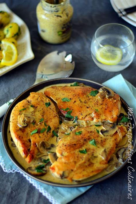 Escalope de porc à la moutarde Haricots plats Poulet roti