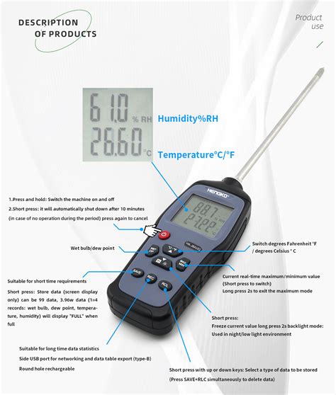 Handheld Dewpoint Humidity And Temperature Transmitter 59 OFF